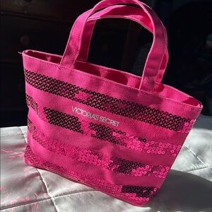 Victoria's Secret Pink Small Sequin Tote Bag. 11”x 7.5”